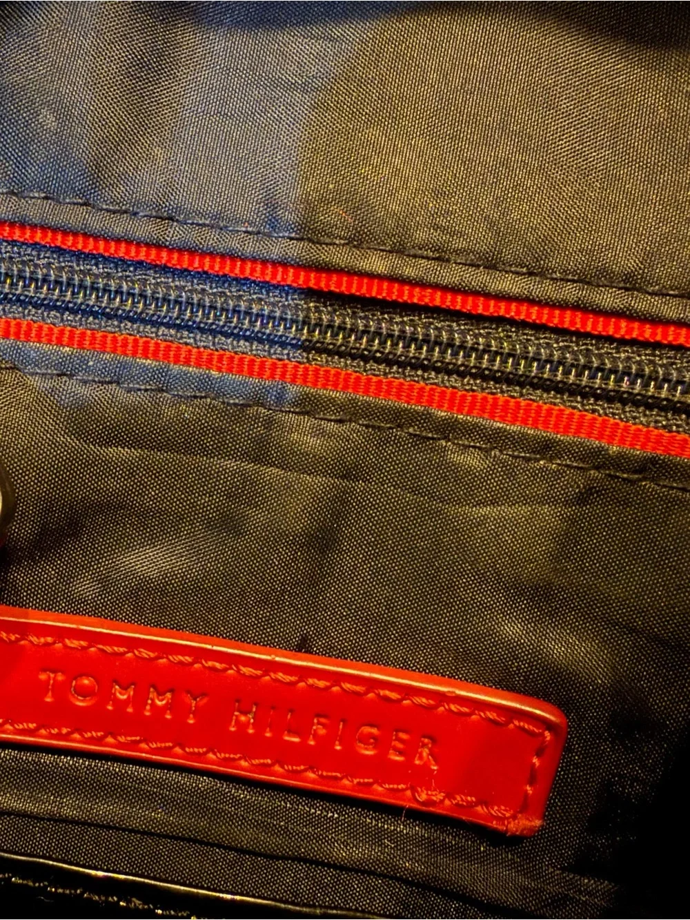 Tommy Hilfiger- Black Patent Mini Crossbody Backpack with Gold Logo